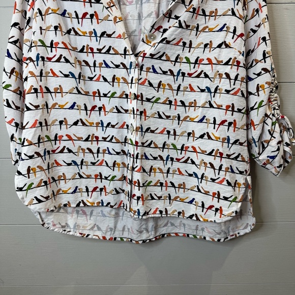 John Mark Women's Button-down Shirt Novelty Bird Print Size Petite Medium - Picture 3 of 9